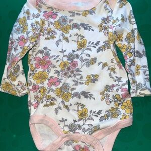 Floral Long Sleeve Baby Onesie